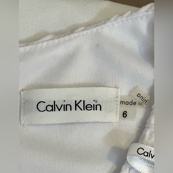 CALVIN KLEIN- NWT, Sz 6 Sleeveless, Solid White Dress With Textured Pattern - Picture 6 of 12